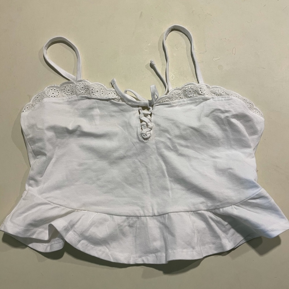 Shein white ruffle crop top!